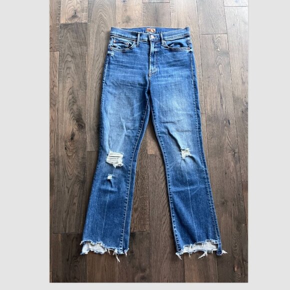 Mother The Insider Crop Step Chew Jeans Size 27 High Rise Denim Dancing on Coals - Picture 2 of 10